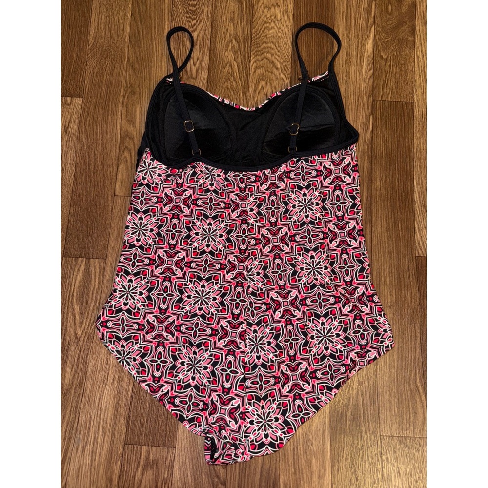 Catalina Womens Pink Black Geometric One Piece Swimsuit Size M 8-10 CTL36133 - Picture 3 of 6